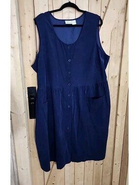 Button-Front Corduroy Jumper Overall Dress Blue Sz 3X The Vermont Country Store